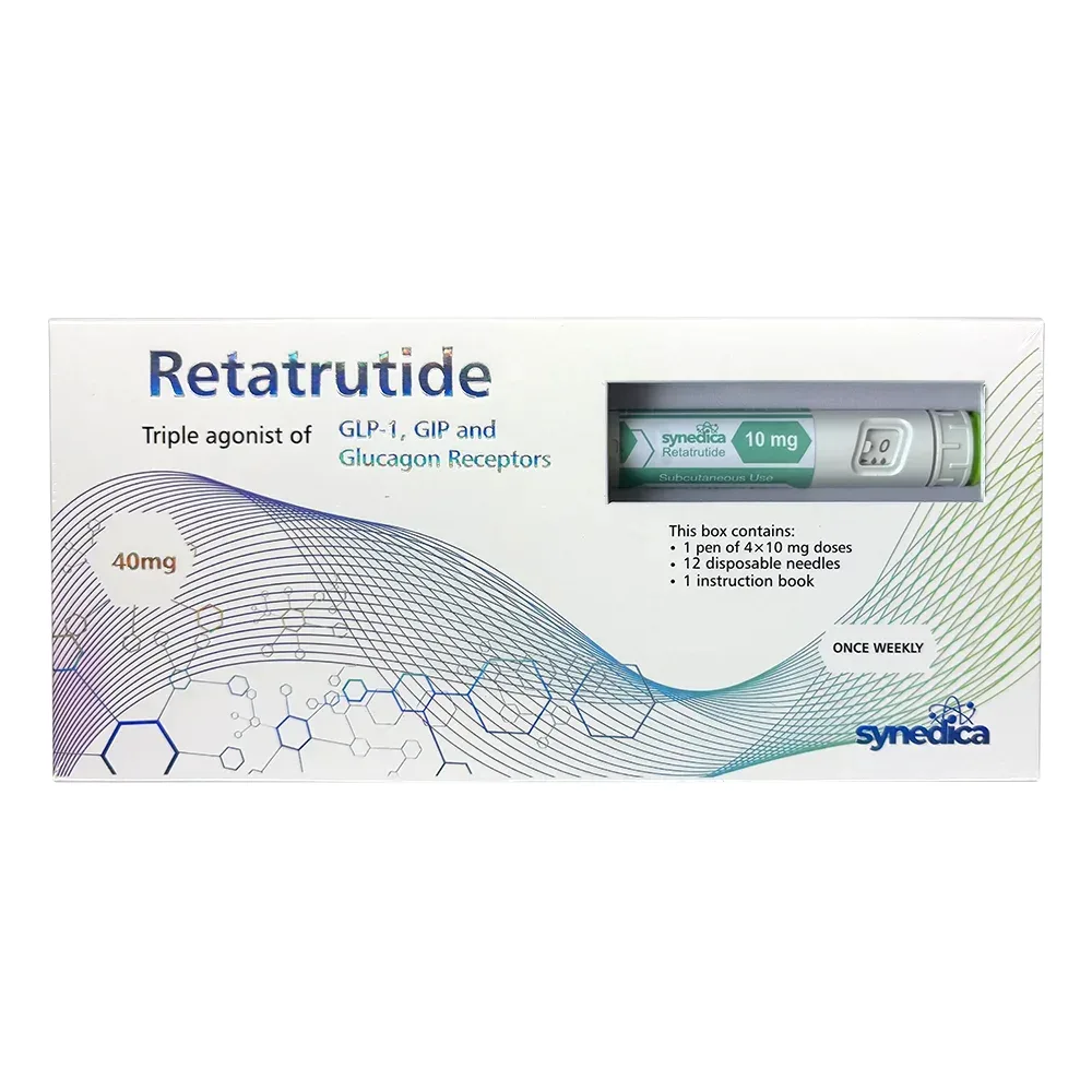 Synedica Retatrutide 40mg research pen box, front view