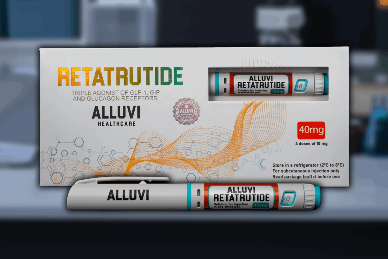 Alluvi Retatrutide 40mg research pen, front of pack